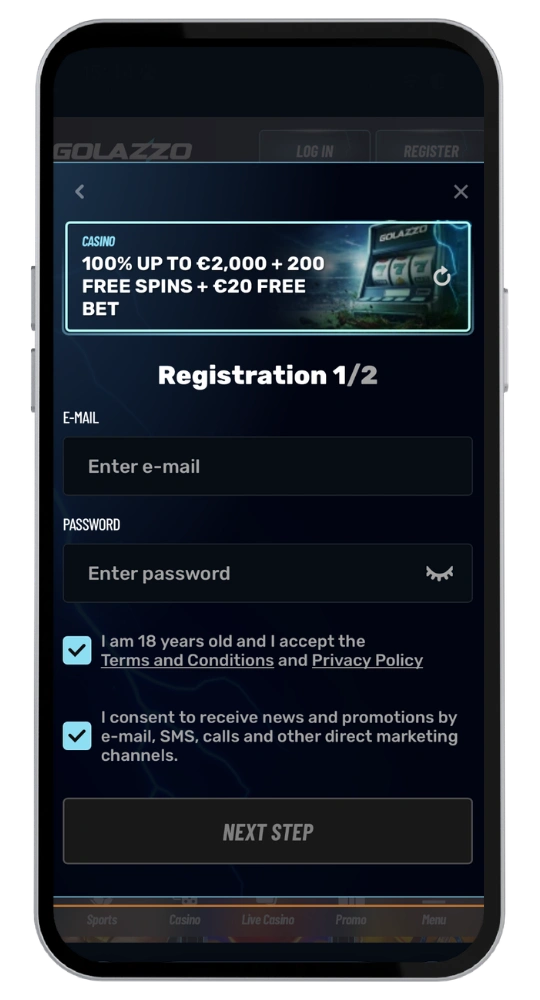 Golazzo Casino registreren